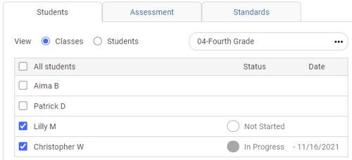 wixie assignment details showing student progress