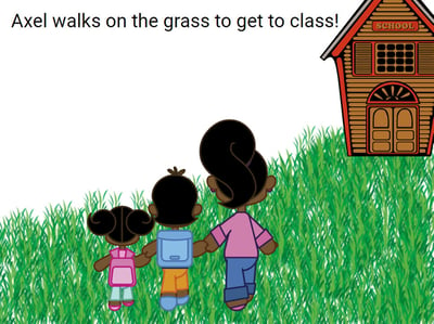 Wixie student sample of kids walking to school. 