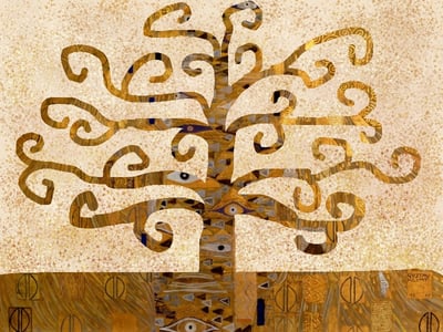 student-created scratch art image of Klimt's Tree of Life