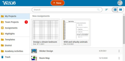 wixie-student-home-page-with-assignment